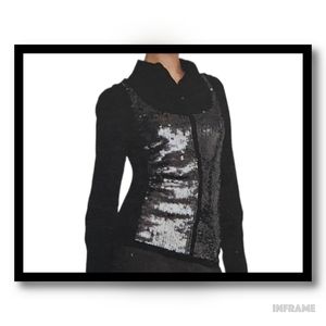 BCBGMaxAzria Silk & Sequin Tee-Style Sweater